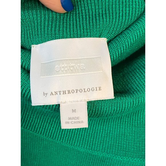 Ett twa Anthropologie Women's Cecily green sweater knit pullover bare shoulder M - Picture 9 of 11